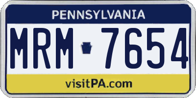 PA license plate MRM7654