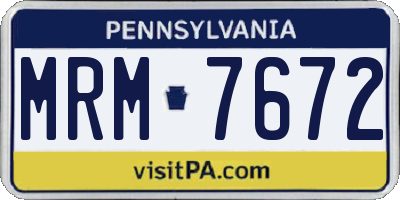 PA license plate MRM7672