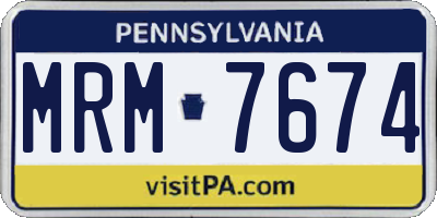PA license plate MRM7674