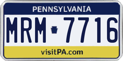 PA license plate MRM7716