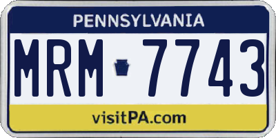 PA license plate MRM7743