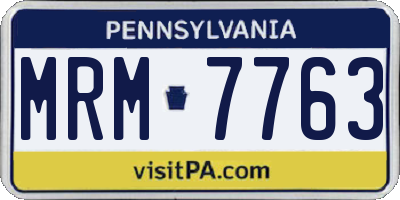 PA license plate MRM7763