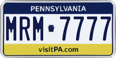 PA license plate MRM7777