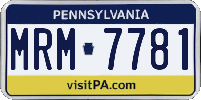 PA license plate MRM7781