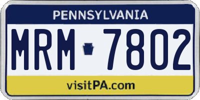 PA license plate MRM7802