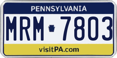 PA license plate MRM7803