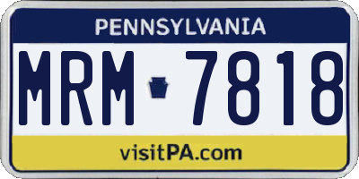 PA license plate MRM7818