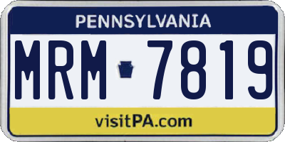 PA license plate MRM7819