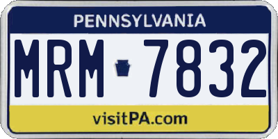 PA license plate MRM7832