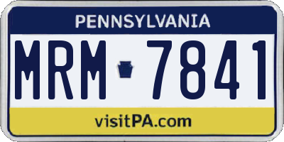 PA license plate MRM7841