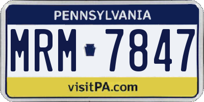 PA license plate MRM7847