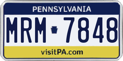 PA license plate MRM7848