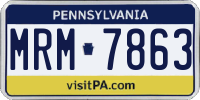 PA license plate MRM7863