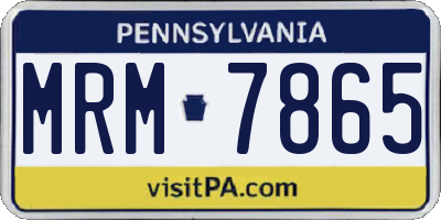 PA license plate MRM7865