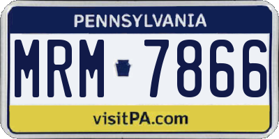 PA license plate MRM7866