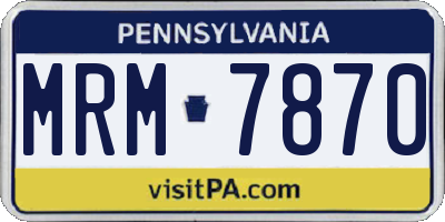 PA license plate MRM7870
