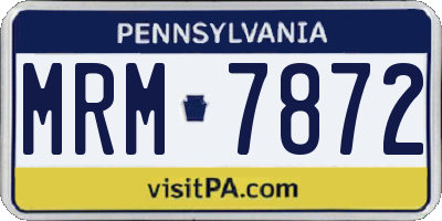 PA license plate MRM7872