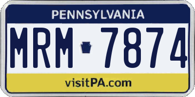 PA license plate MRM7874