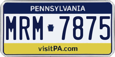 PA license plate MRM7875