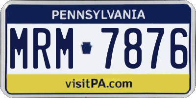 PA license plate MRM7876