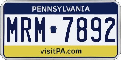 PA license plate MRM7892