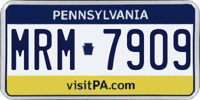 PA license plate MRM7909