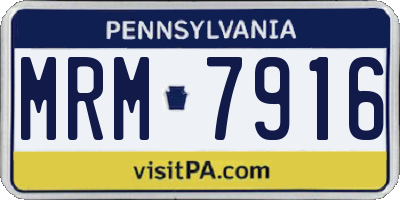 PA license plate MRM7916