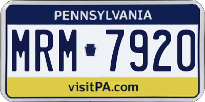 PA license plate MRM7920
