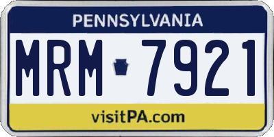 PA license plate MRM7921