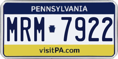 PA license plate MRM7922