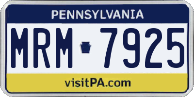 PA license plate MRM7925