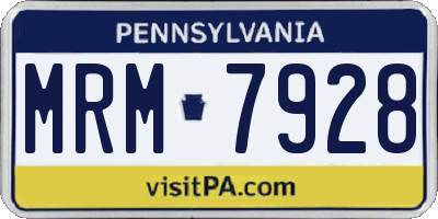 PA license plate MRM7928