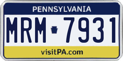 PA license plate MRM7931