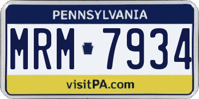 PA license plate MRM7934