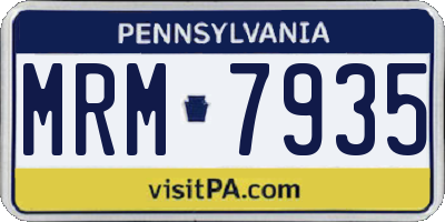 PA license plate MRM7935