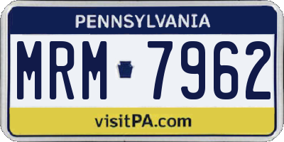 PA license plate MRM7962