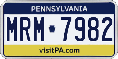 PA license plate MRM7982