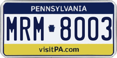 PA license plate MRM8003
