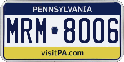PA license plate MRM8006