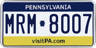 PA license plate MRM8007