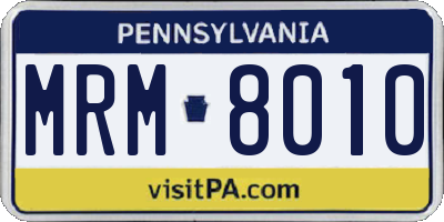 PA license plate MRM8010