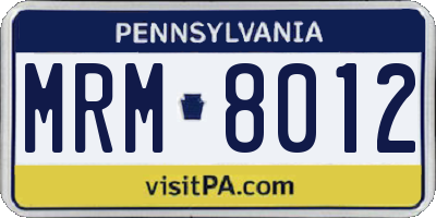 PA license plate MRM8012