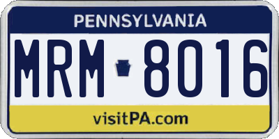 PA license plate MRM8016