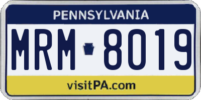 PA license plate MRM8019