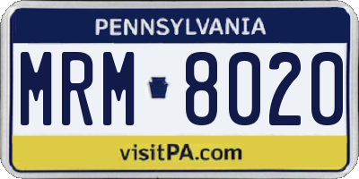 PA license plate MRM8020