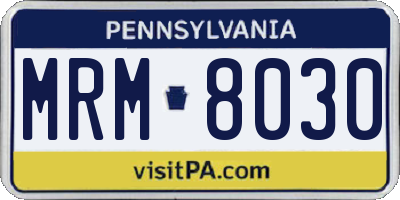 PA license plate MRM8030