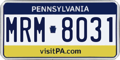 PA license plate MRM8031