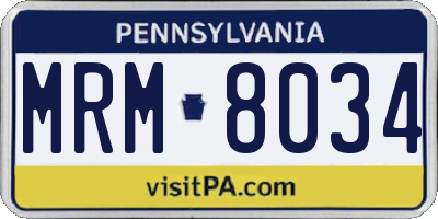 PA license plate MRM8034