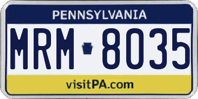 PA license plate MRM8035