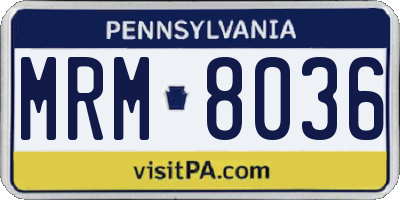 PA license plate MRM8036